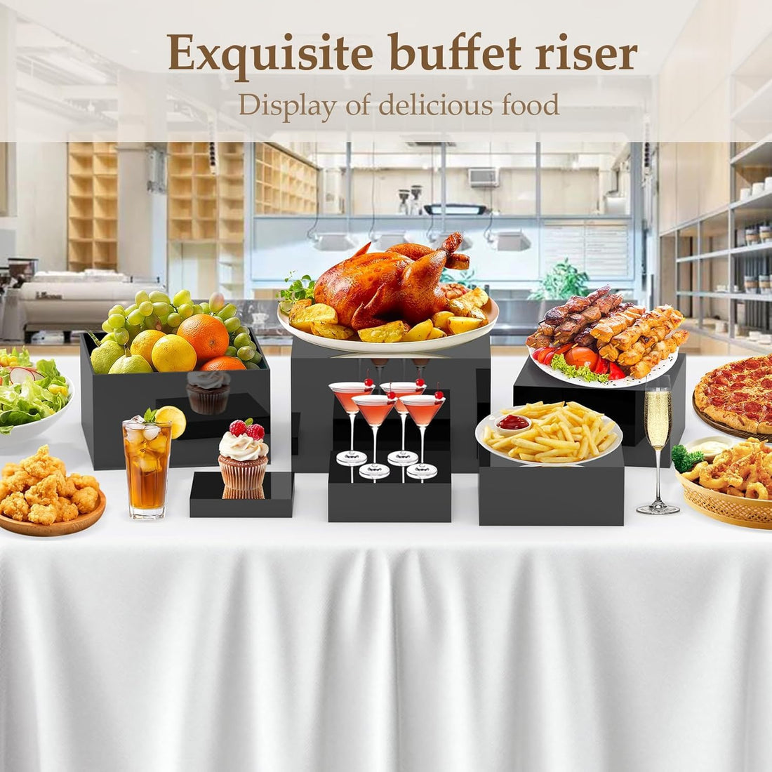 Black Acrylic Nesting Buffet Risers, 6 Sizes, Set of 6 – view 4