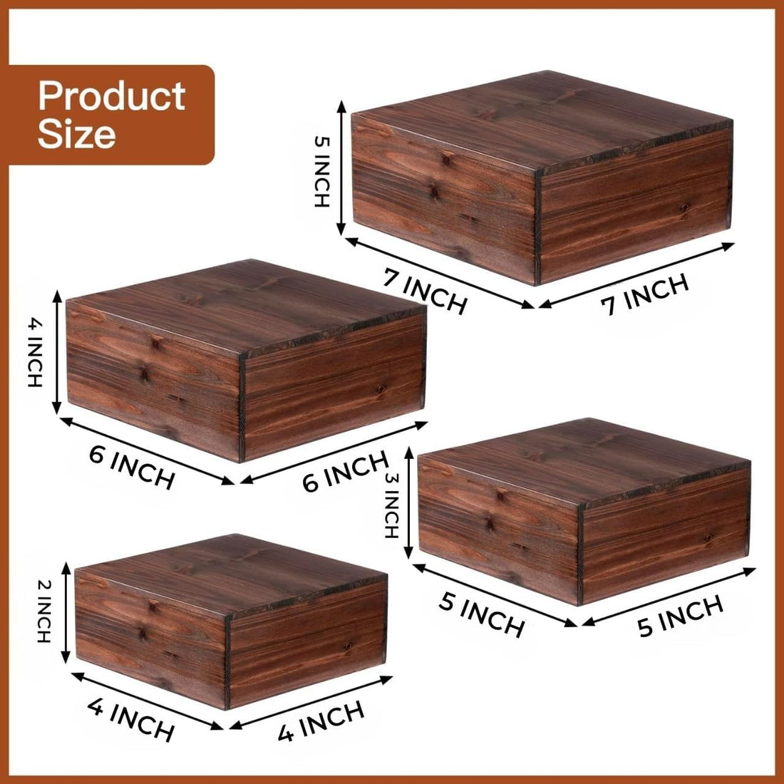 Rustic Wood Cake Stand & Display Riser Set, 5 Pcs – view 2