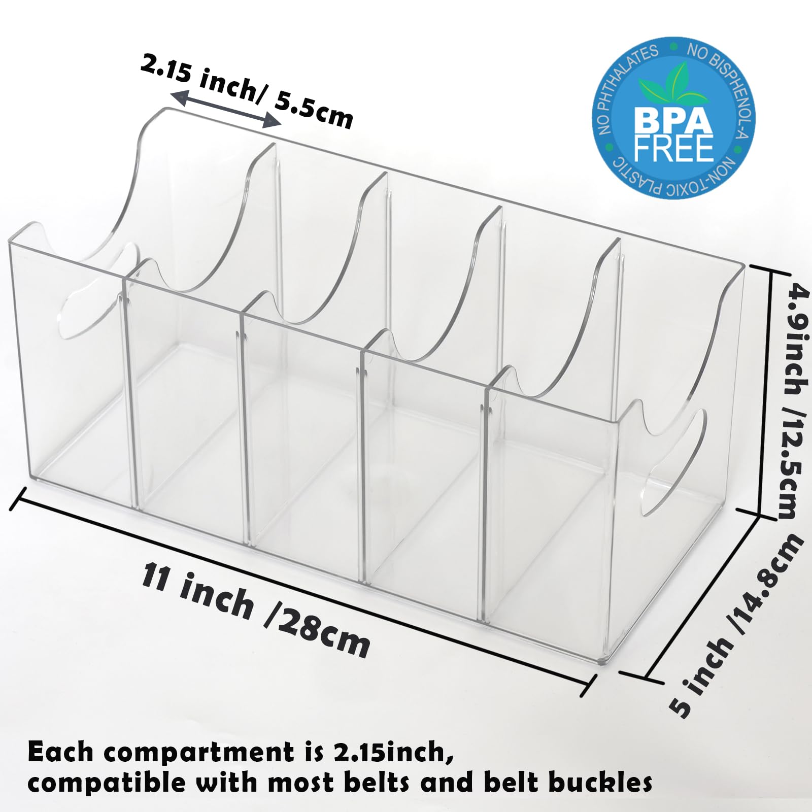 Clear Acrylic Belt Organizer, 5-Slot, 2-Pack — Belt Organizer 1 – view 8