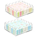 Wavy Square Clear Acrylic Cocktail Napkin Holder, Pack of 2