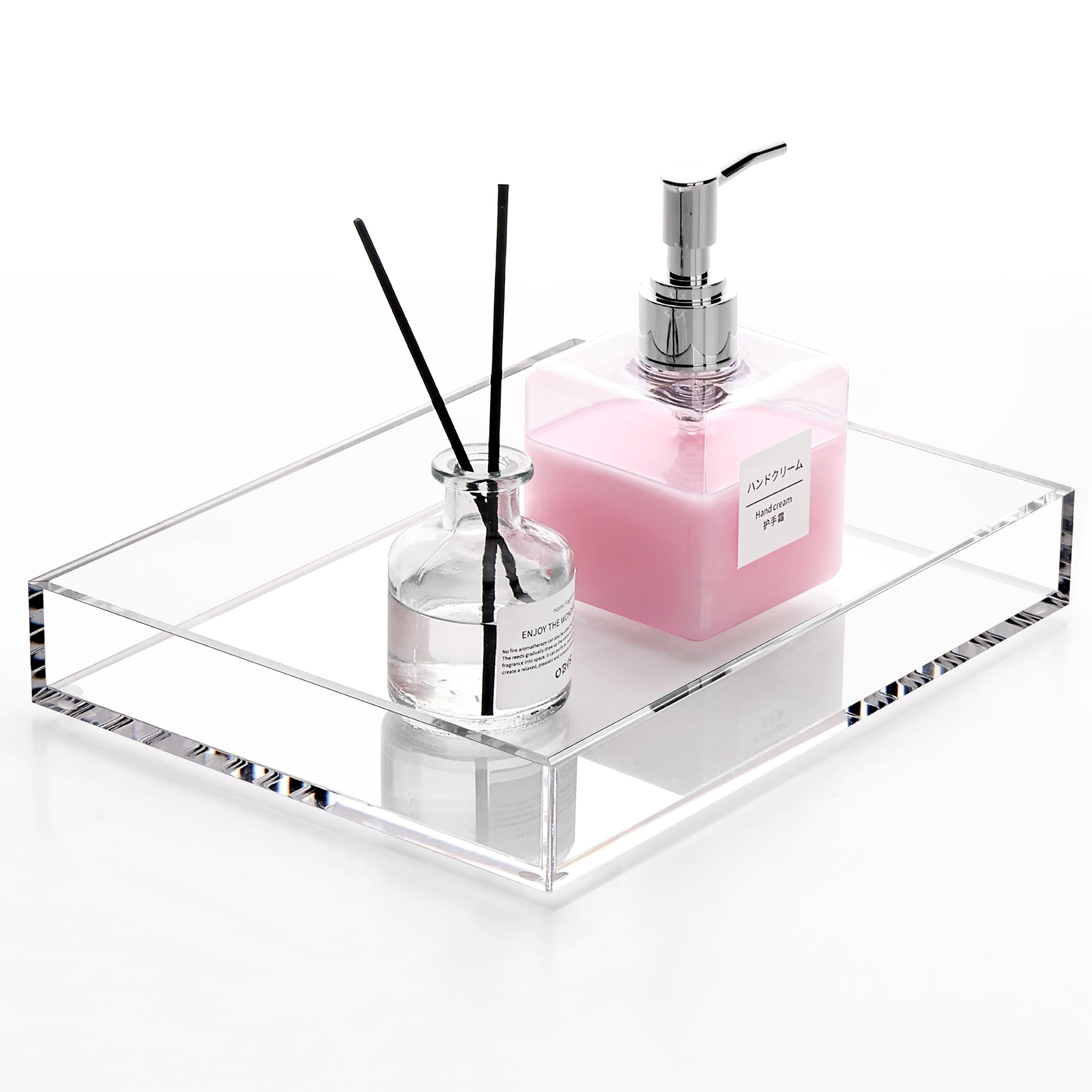 Clear Acrylic Bathroom Vanity Tray, 9.45x7.09