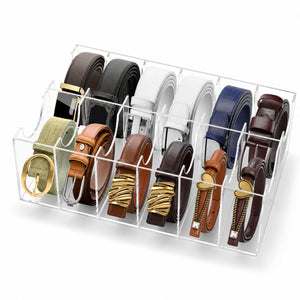 Acrylic Belt Organizer, 12 Compartments, Clear – Yosham