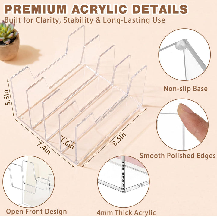 Clear Acrylic Desktop File Sorter, 4 Sections – view 2