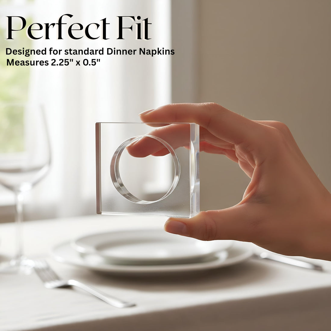 CLEENTABLE Napkin Ring Holders, Napkin Rings Set of 12, Transparent Acrylic, Round, Modern Style