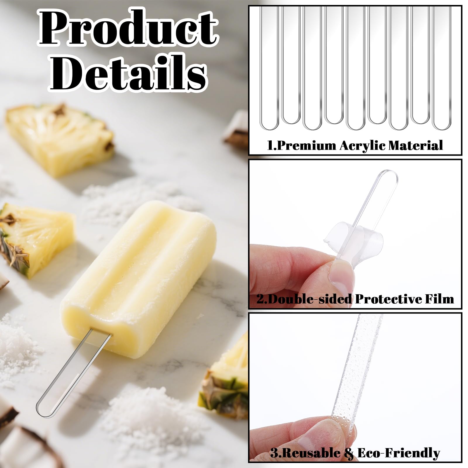 Clear Acrylic Popsicle Sticks, 100-Pack – view 3