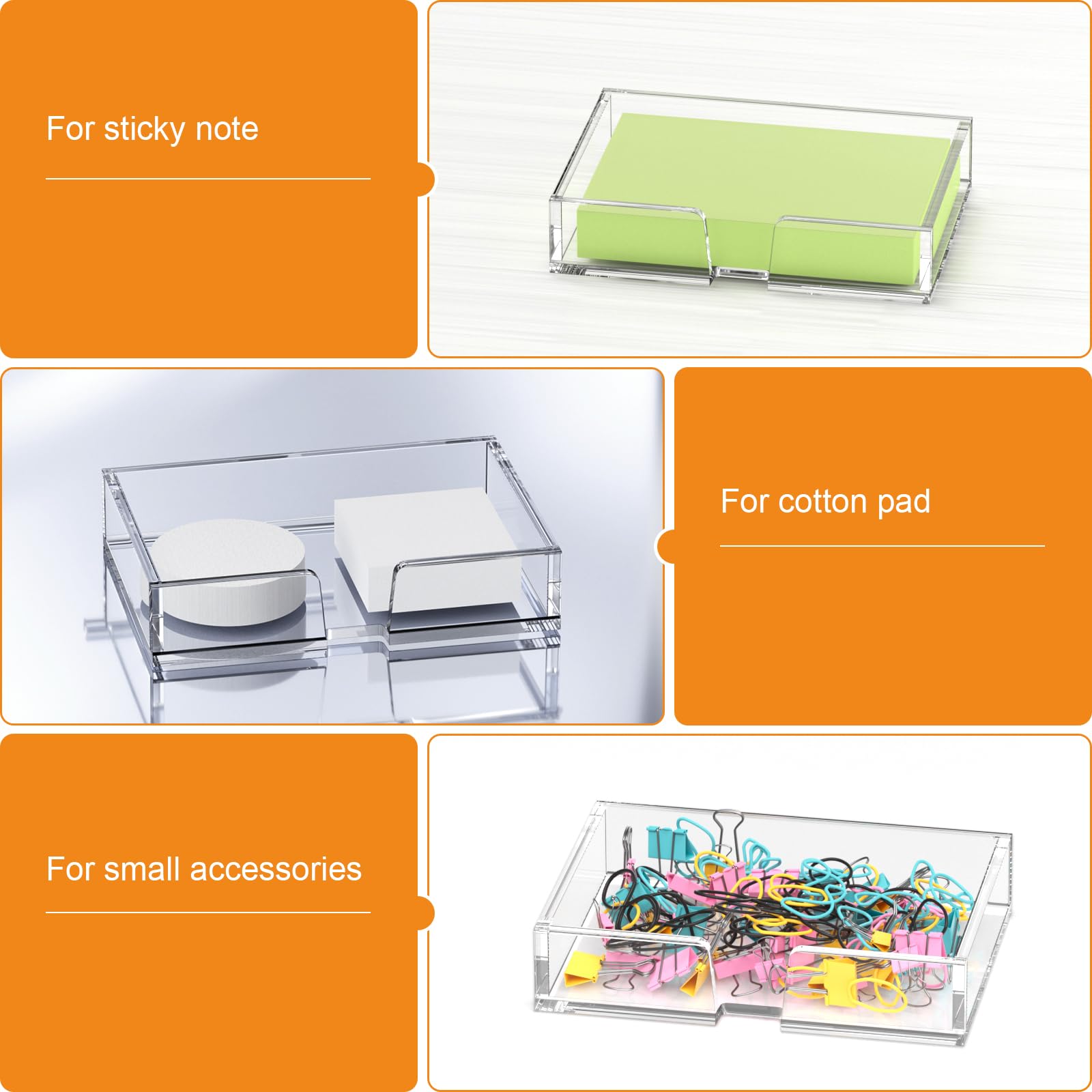 Clear Acrylic U-Cutout Sticky Note Tray for 4×6 in Notes – view 7