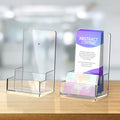 Clear Acrylic Trifold Brochure Holder with Card Pocket, Pack of 2