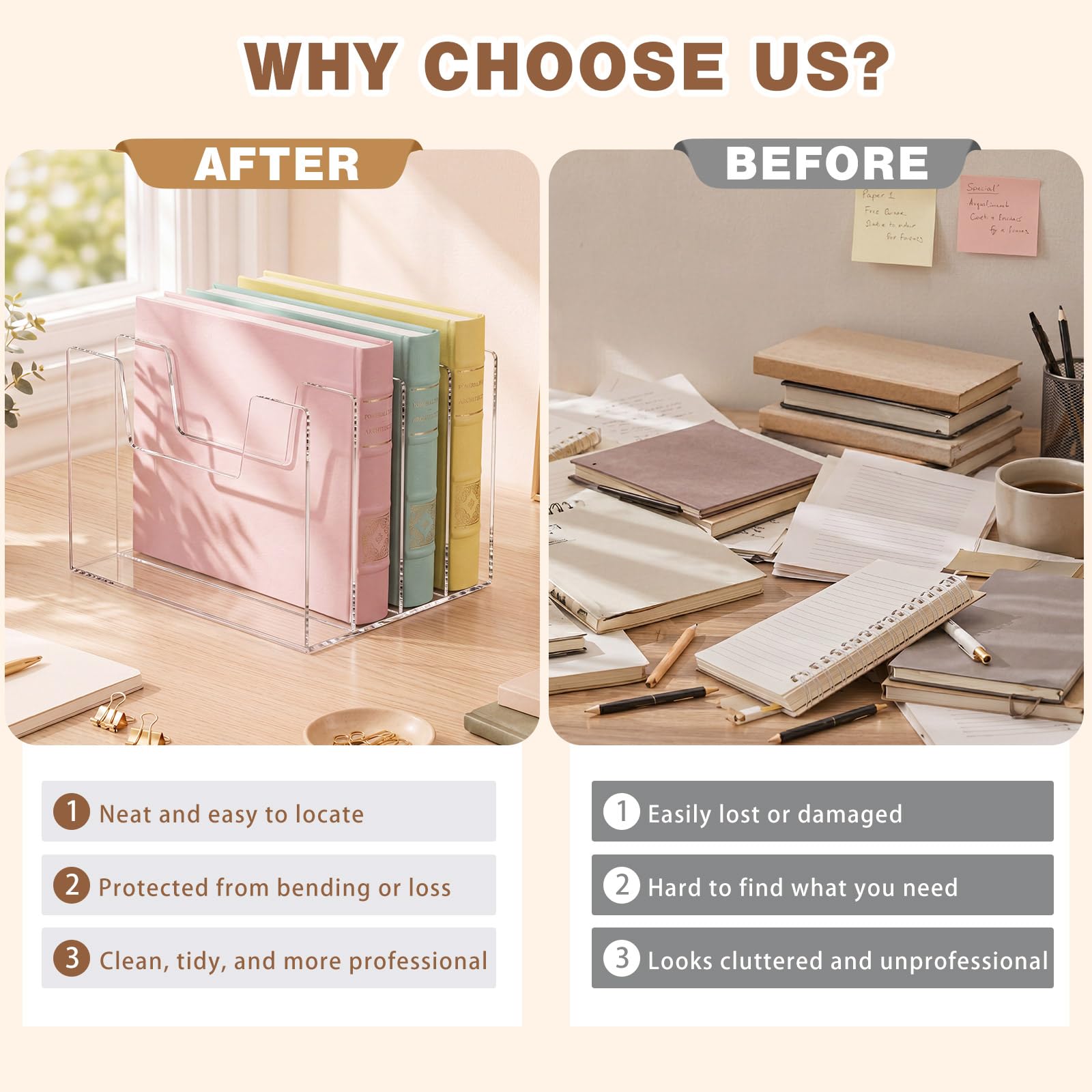 Clear Acrylic Desktop File Sorter, 4 Sections – view 5