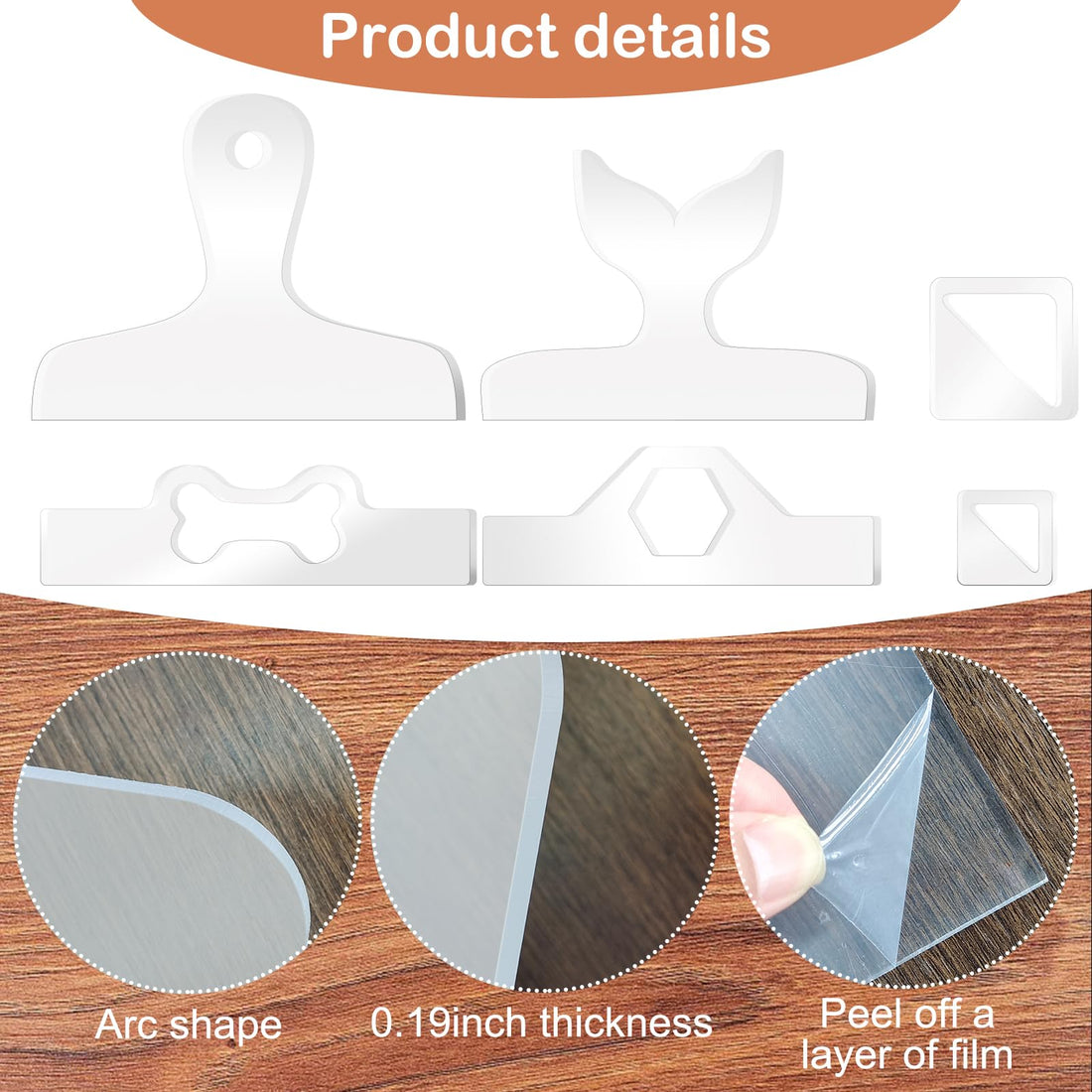 Acrylic Charcuterie Handle Templates, 6-Pc Style 3 – view 3