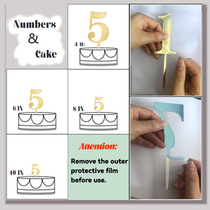 Gold Acrylic Cake Topper Numbers 0-9, 6-In Set – Yosham