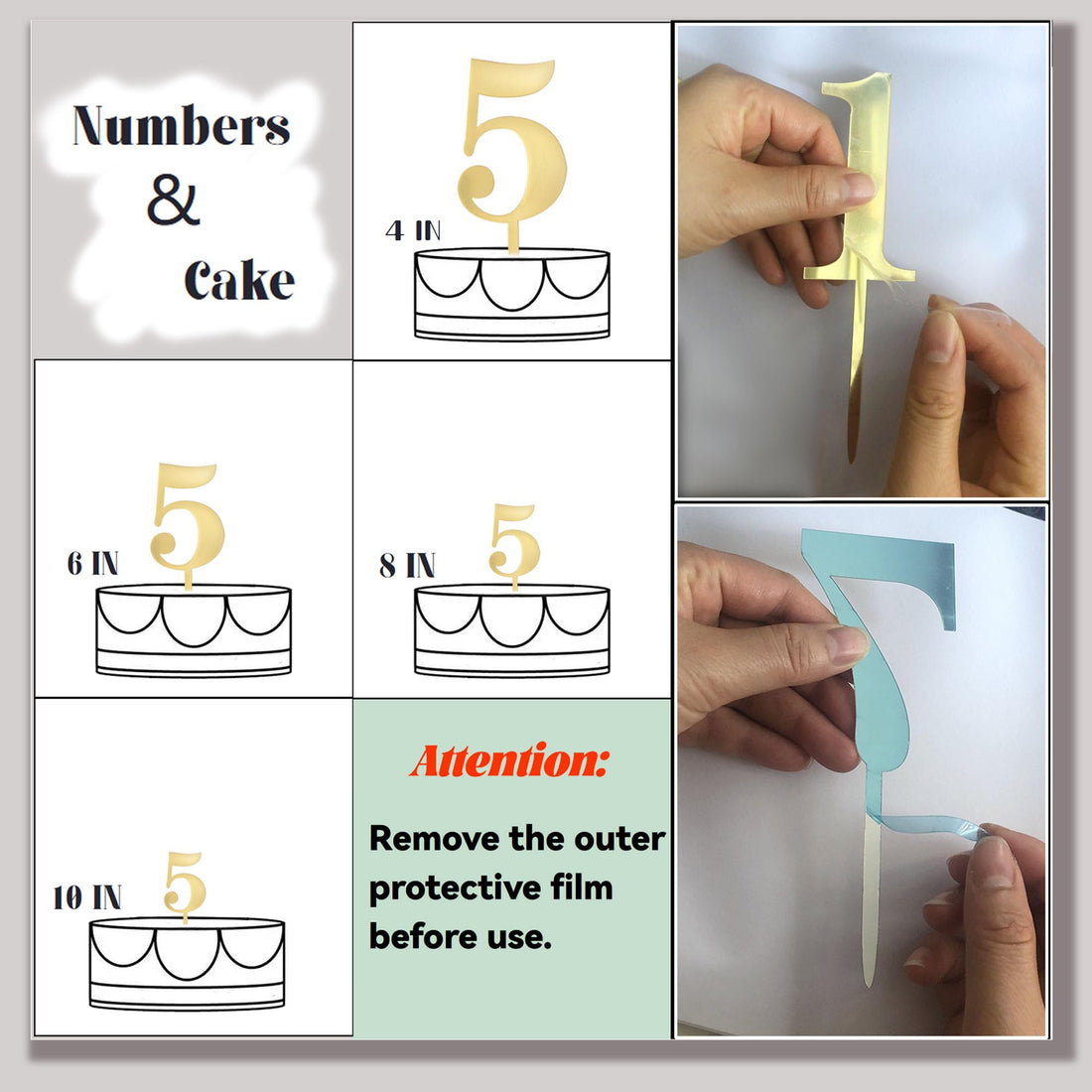 Gold Acrylic Cake Topper Numbers 0-9, 6-In Set – view 6