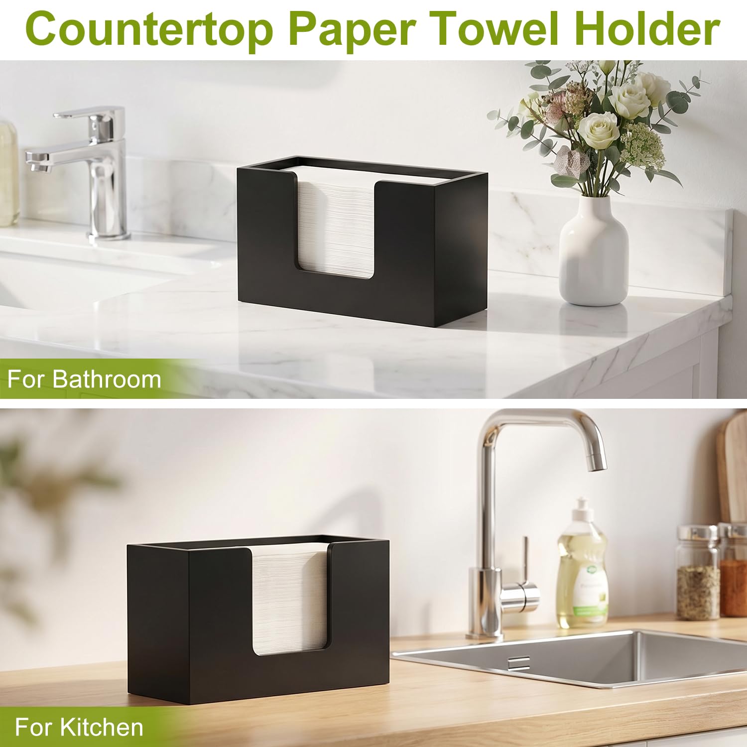 Black Wooden Countertop Paper Towel Holder – view 7