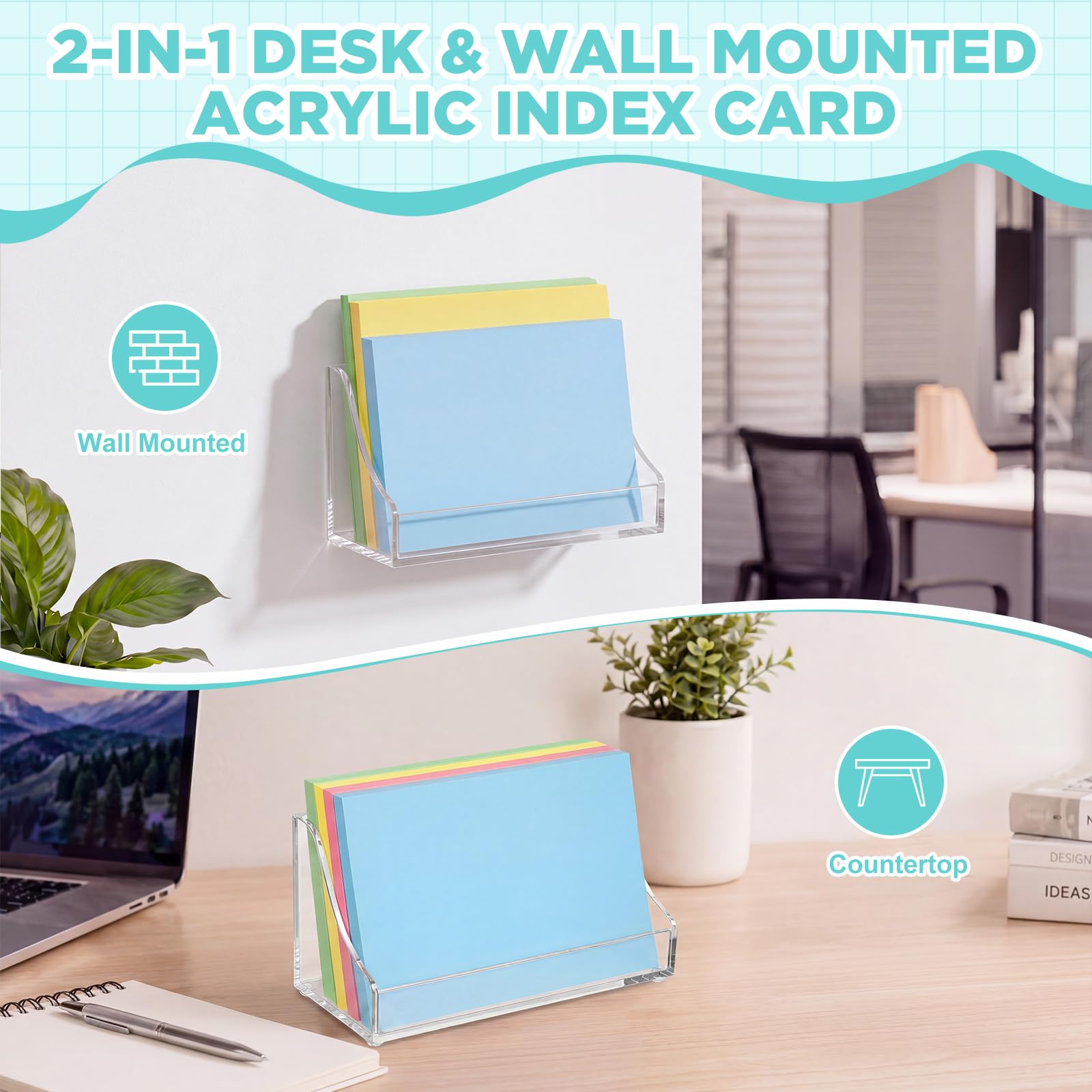 Clear Acrylic Index Card Holder for 3 × 5 in Cards, Pack of 4 – view 5