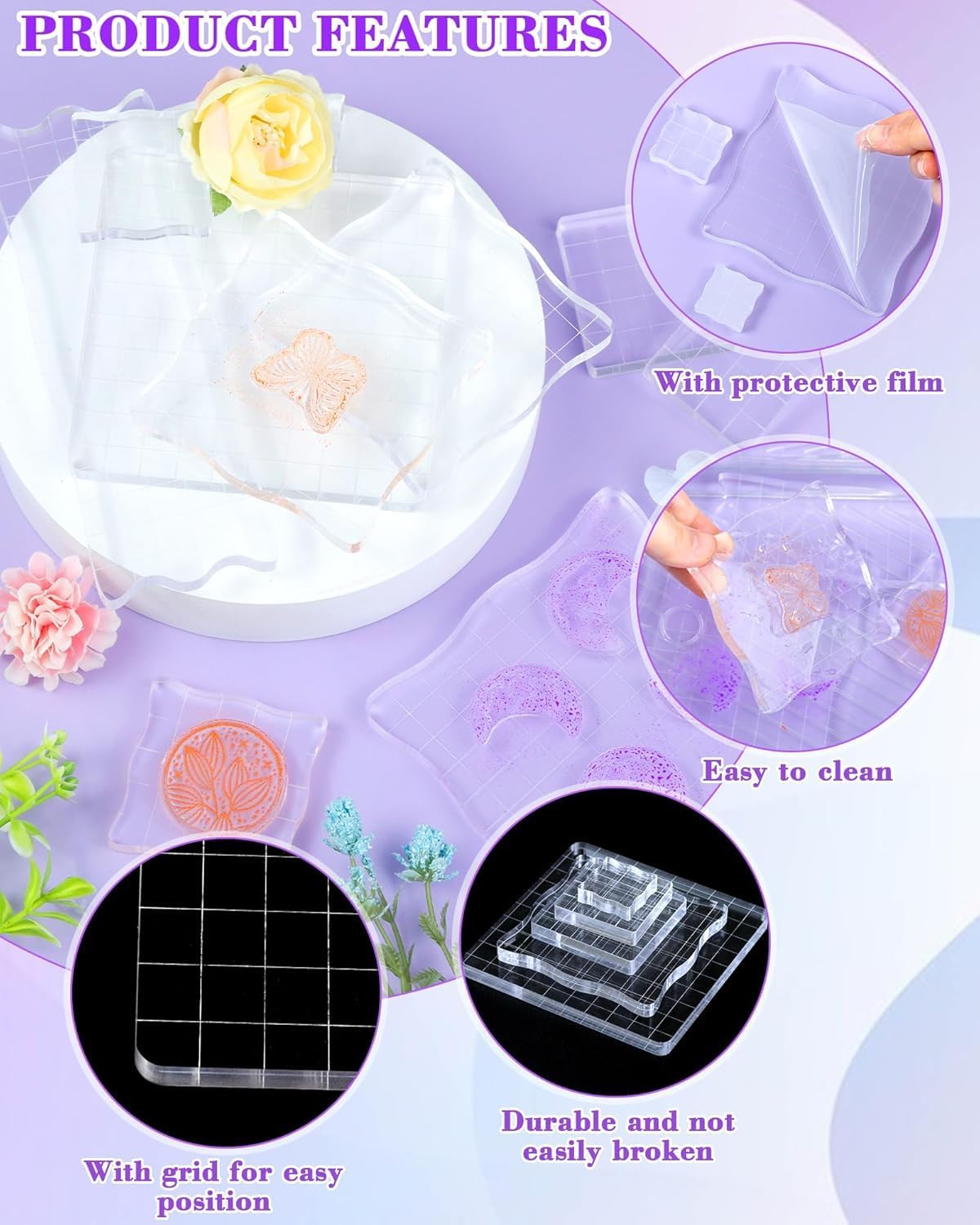 Acrylic Stamp Blocks Set, 7 Sizes for Crafting – view 5