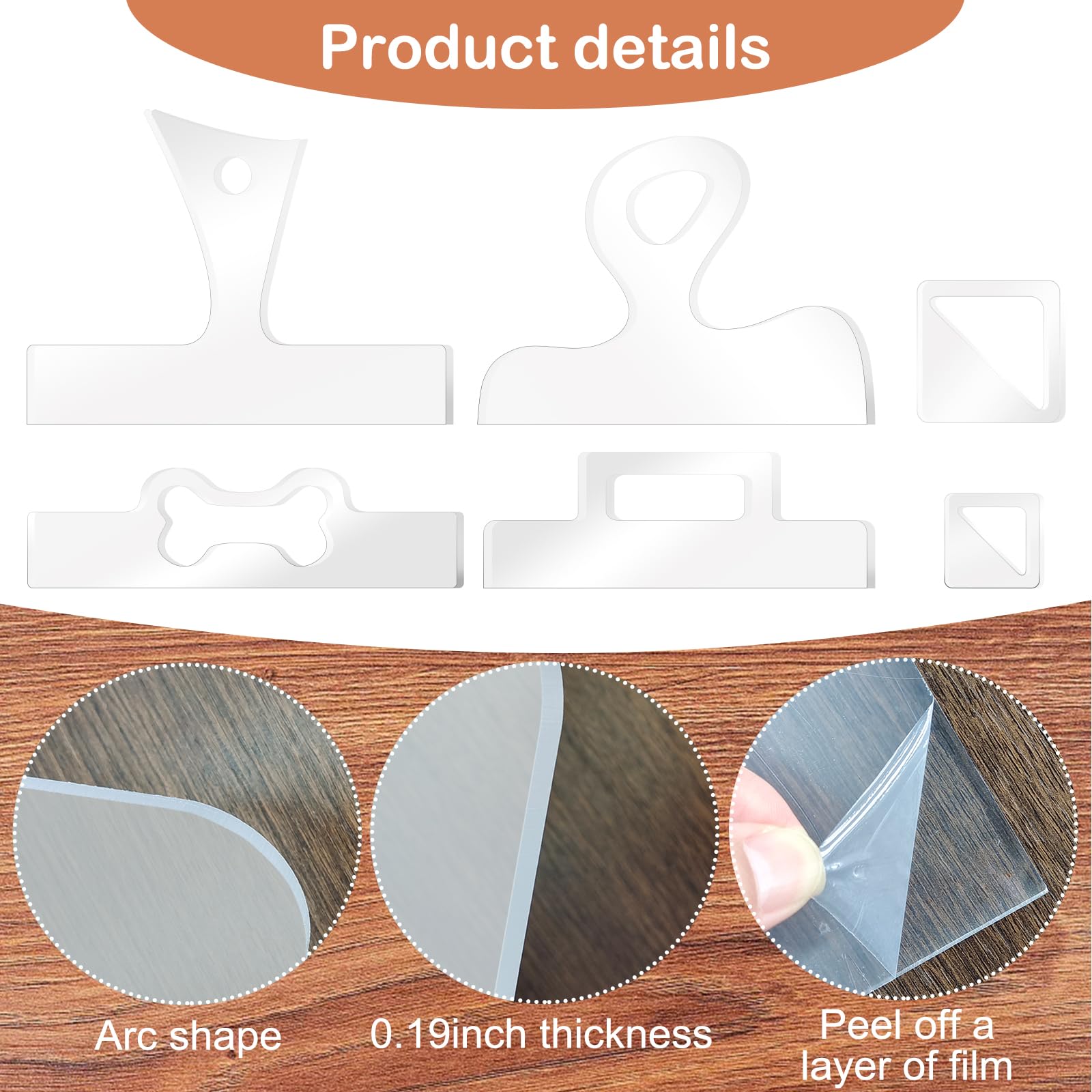 Acrylic Charcuterie Handle Templates, 6-Pc Style 2 – view 3