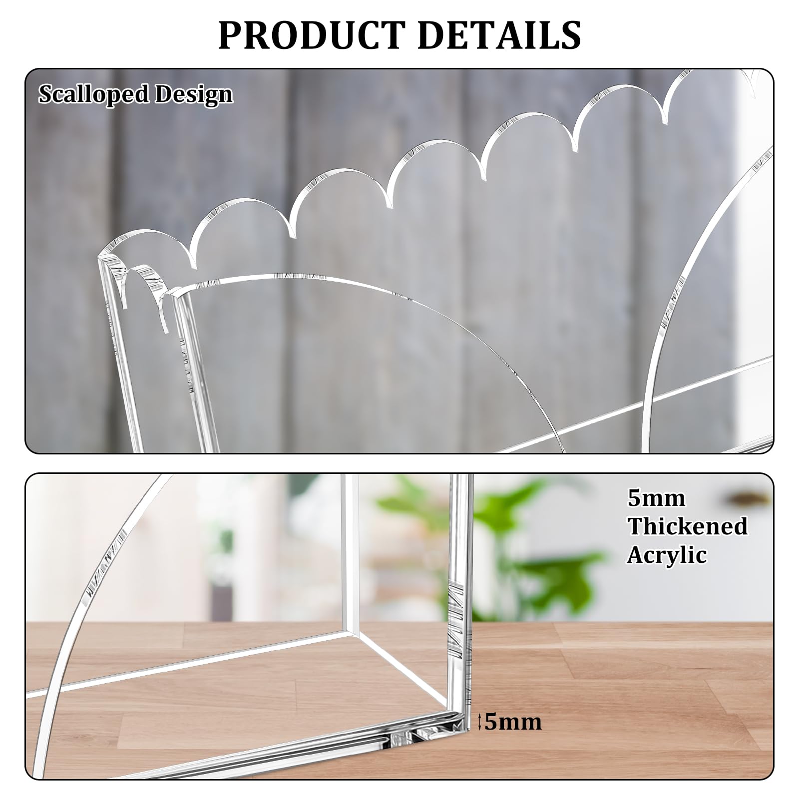 Acrylic Guest Towel Holder Scalloped Tray Set of 2 for Bathroom Clear Waterproof Disposable Paper Hand Towel Napkin Holder Stand with Non-Slip Pads for Table Home Kitchen Vanity Counter Hotel