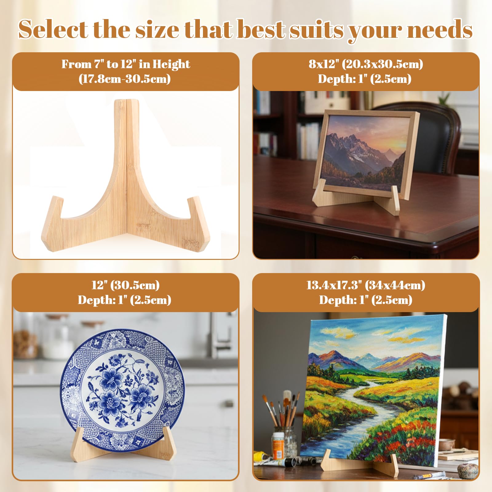 Bamboo Wood Decorative Plate Stand, 6 Inch – view 4
