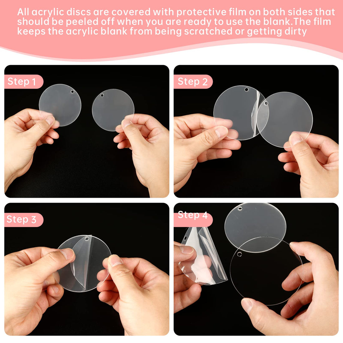 Clear Acrylic Round Blanks, 3" Circles, 50-Pack — clear - 100PCS WITH HOLES 1INCH – view 4