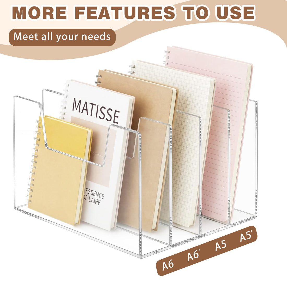 Clear Acrylic Desktop File Sorter, 4 Sections – view 4