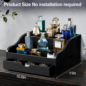 4-Tier Wooden Cologne Organizer with Drawers – Yosham