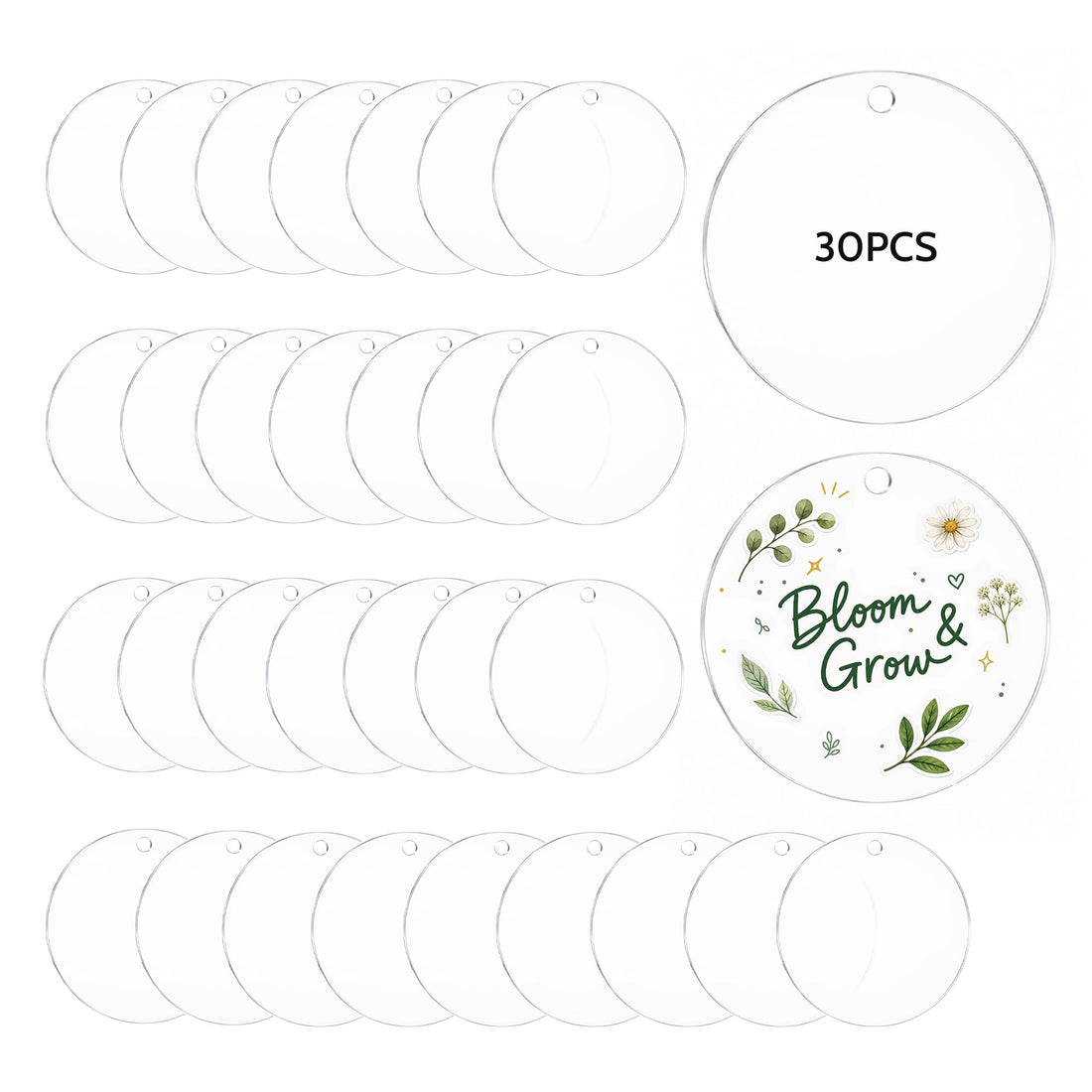 4-Inch Acrylic Ornament Blanks, Pack of 30