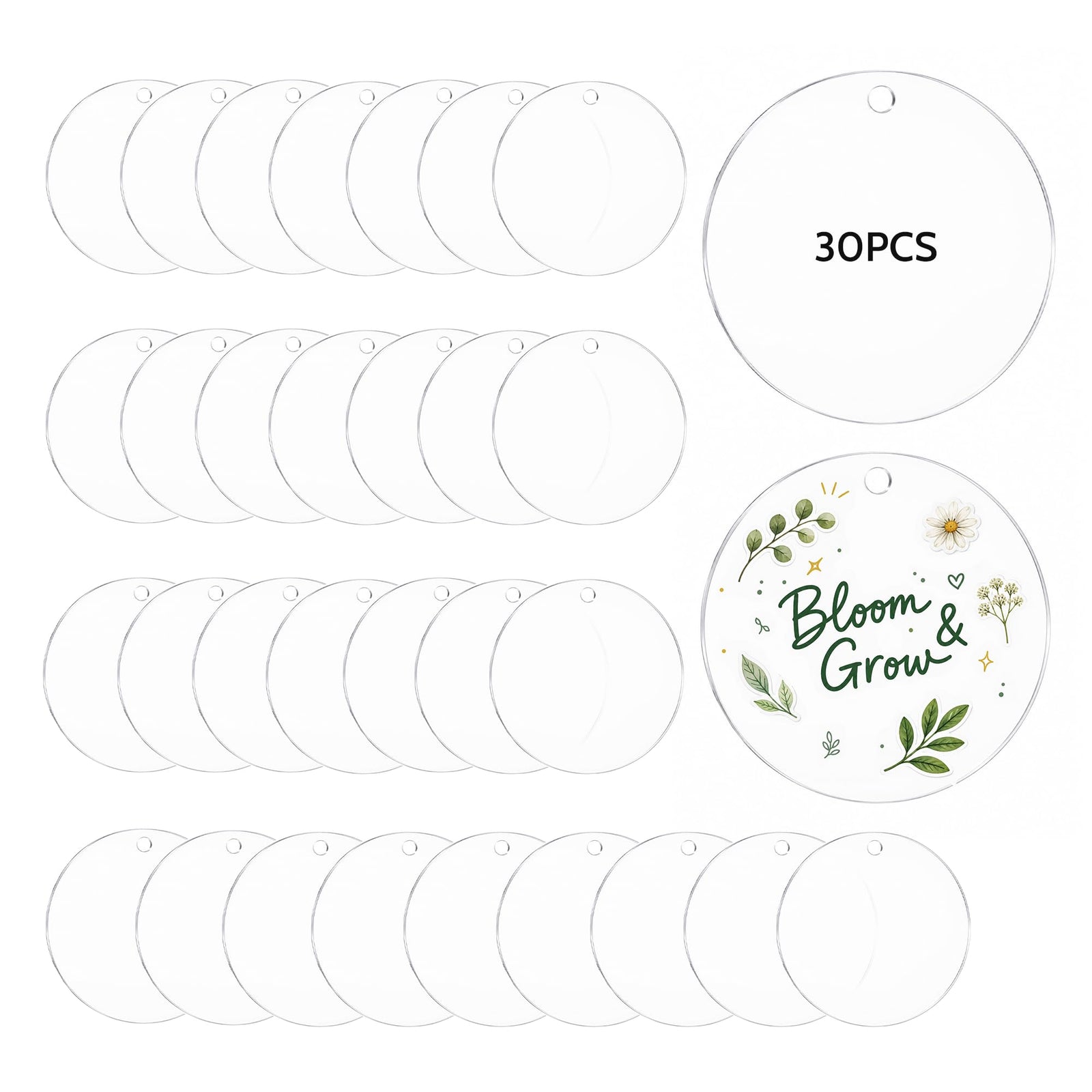 4-Inch Acrylic Ornament Blanks, Pack of 30 – Yosham