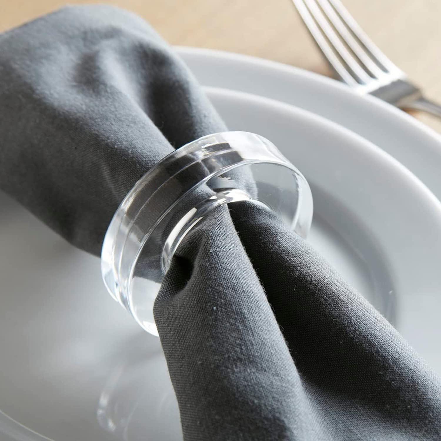 Acrylic Napkin Ring Holder, Set of 6 — (6, Circle – view 4