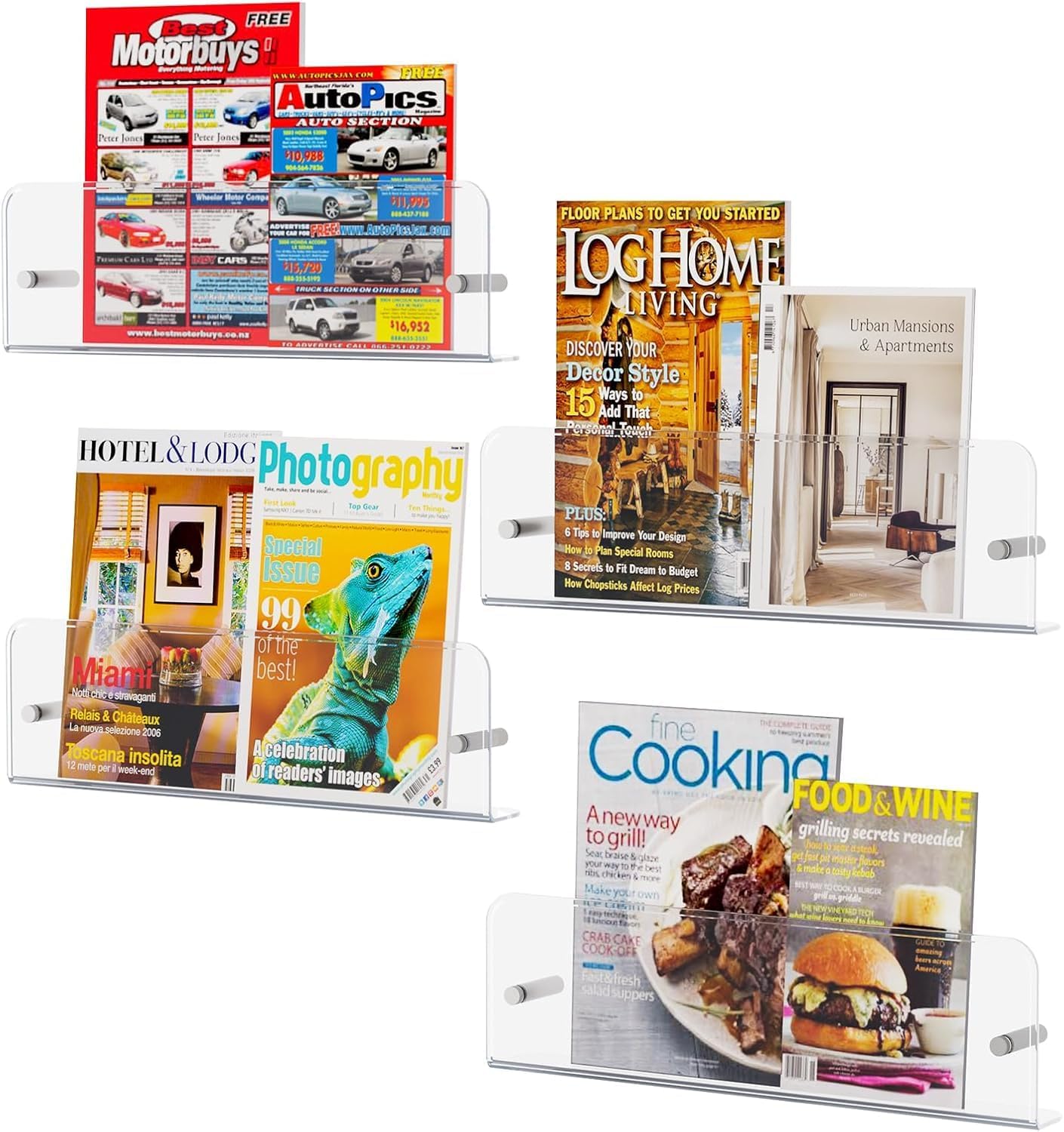 Clear Acrylic Wall-Mount Magazine & Book Holder, 17 Inch, Pack of 2 – view 8