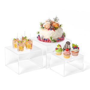KOLIPI 3Pcs Buffet Risers, Food Risers for Buffet Table, Clear Acrylic Box