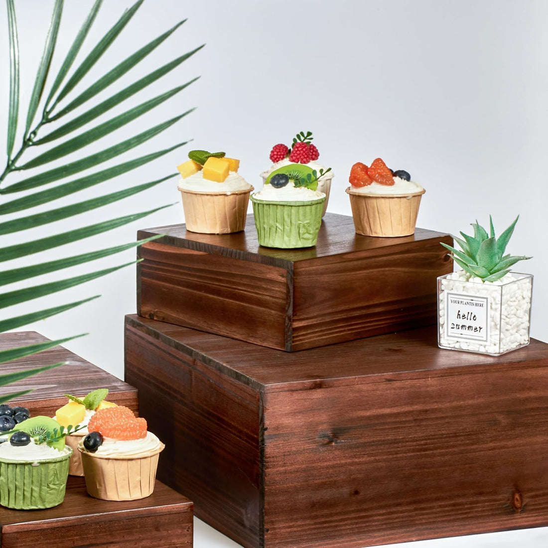 Rustic Brown Wood Display Riser Set, 4 Pcs – view 5