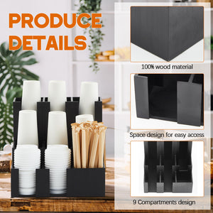 Vertical Wood Coffee Cup Dispenser, 9-Slot – Yosham