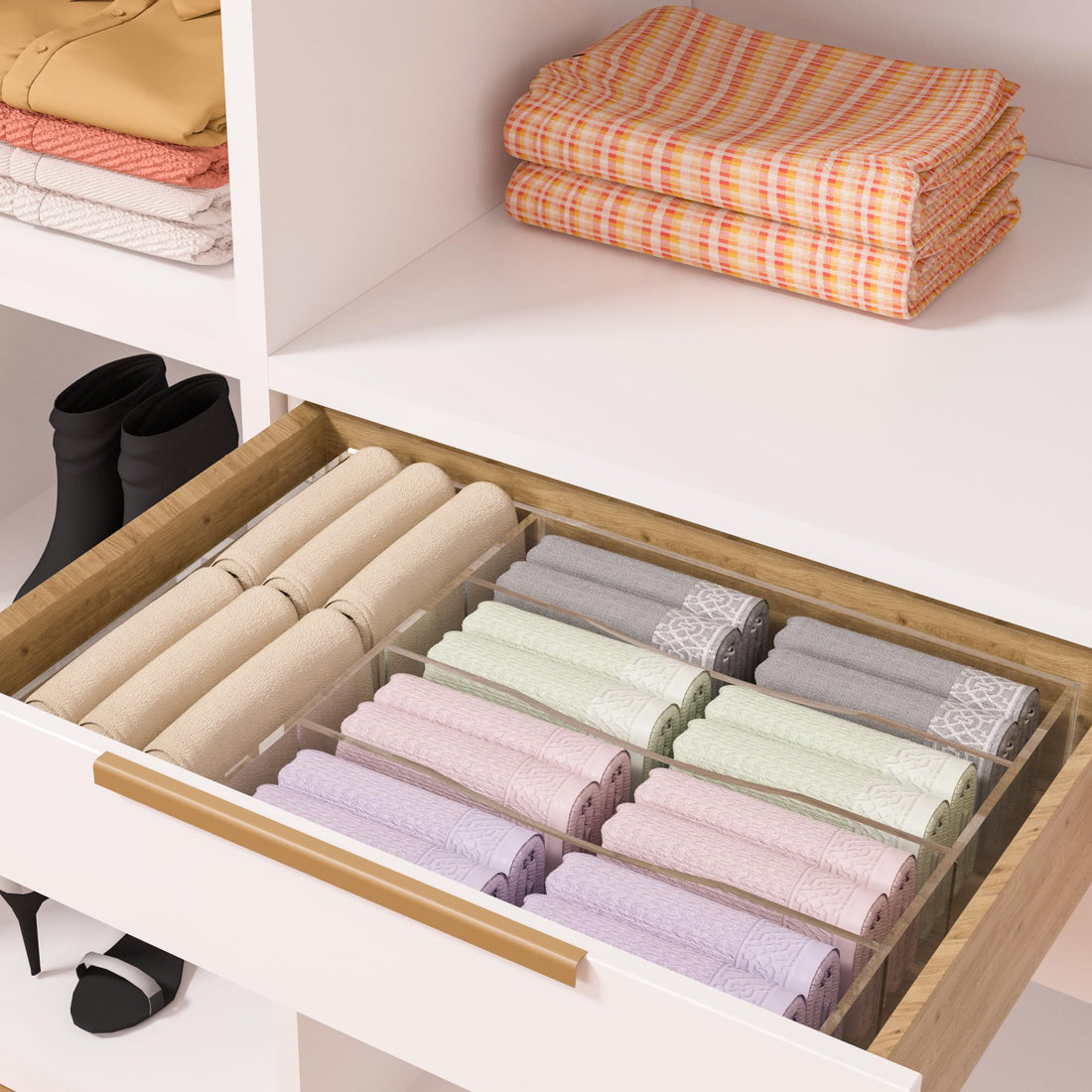 Clear Acrylic Cutlery Drawer Organizer, 5 Slots, 10 × 14 in – view 7