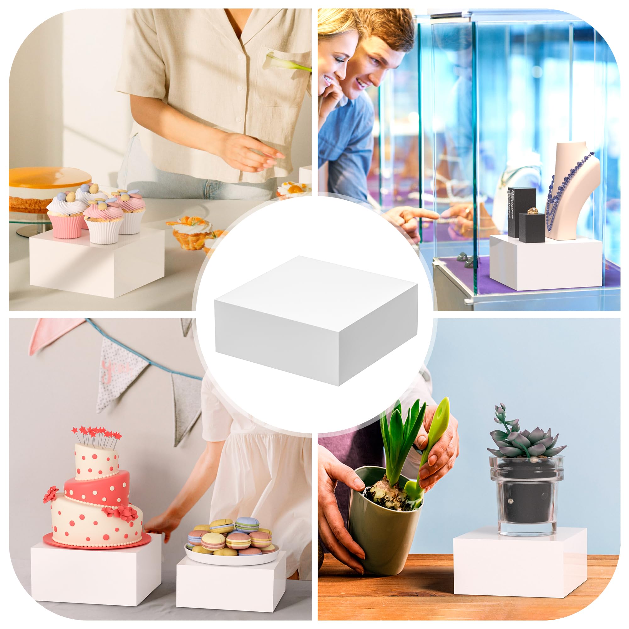White Acrylic Cube Buffet Risers, 8, 7 & 6 in, Set of 3 – view 6