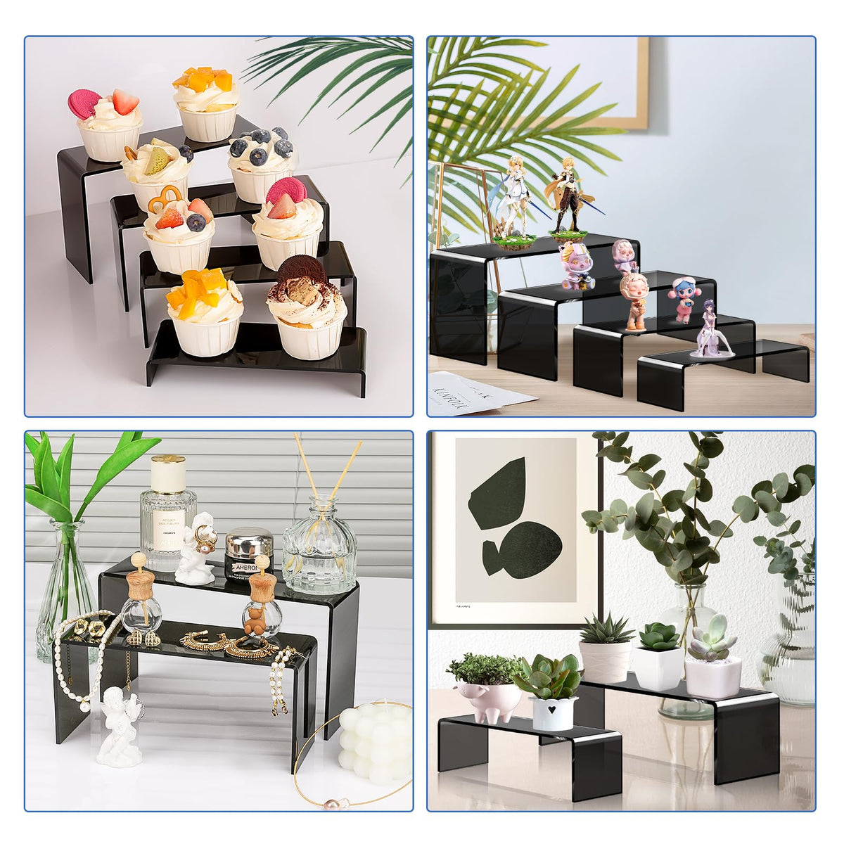 Cupcakes, figures, plants