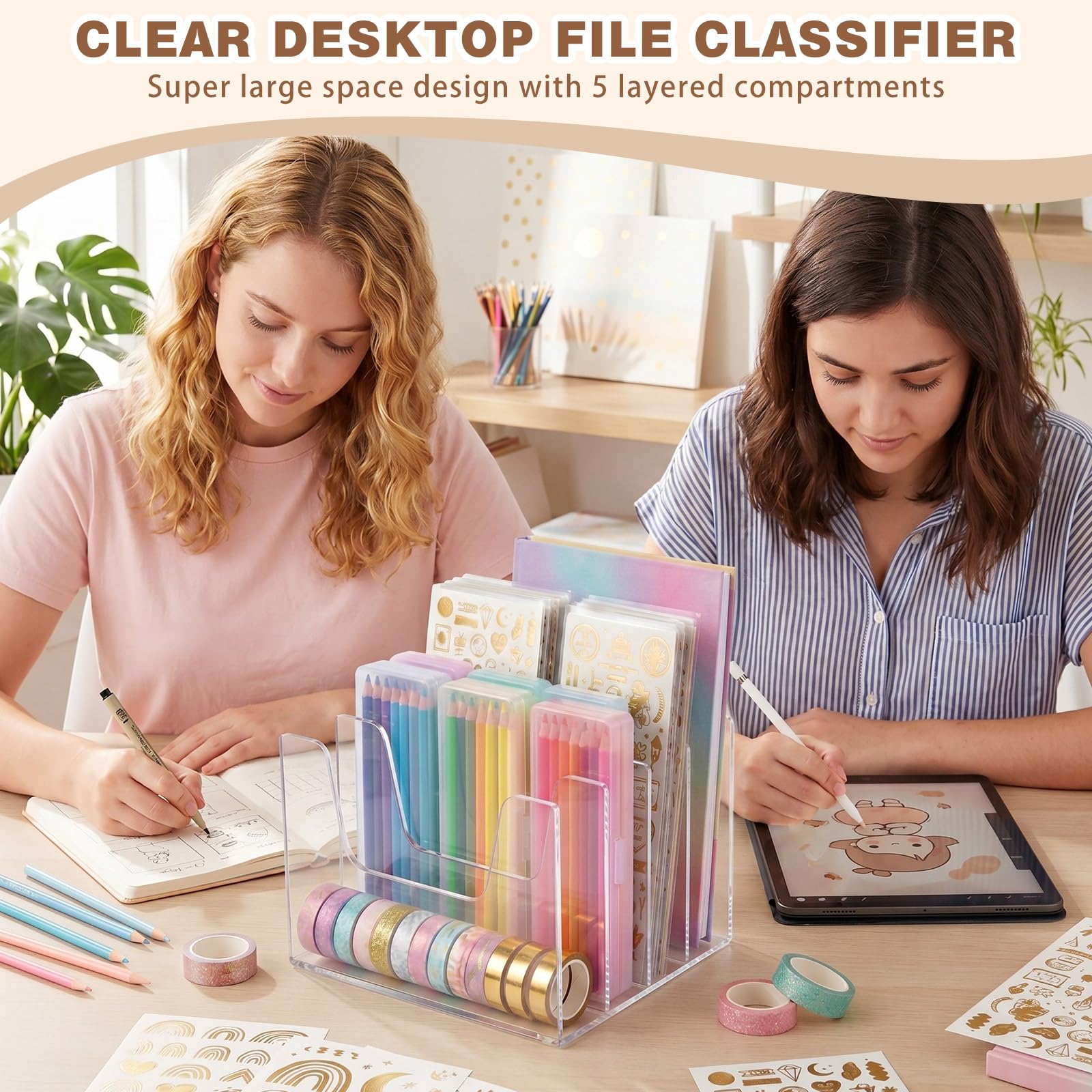 Clear Acrylic Desktop File Sorter, 4 Sections – view 7