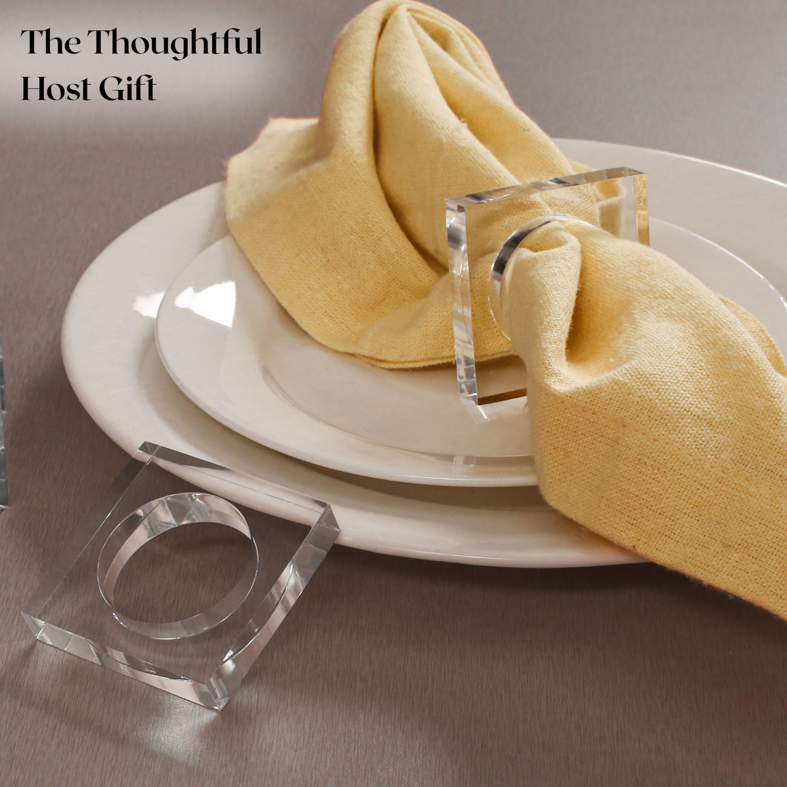 CLEENTABLE Napkin Ring Holders, Napkin Rings Set of 12, Transparent Acrylic, Round, Modern Style