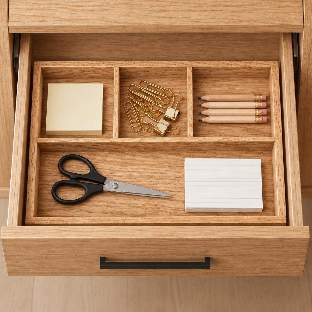 Oak Wood Desk & Drawer Organizer Tray, 4 Sections – view 2