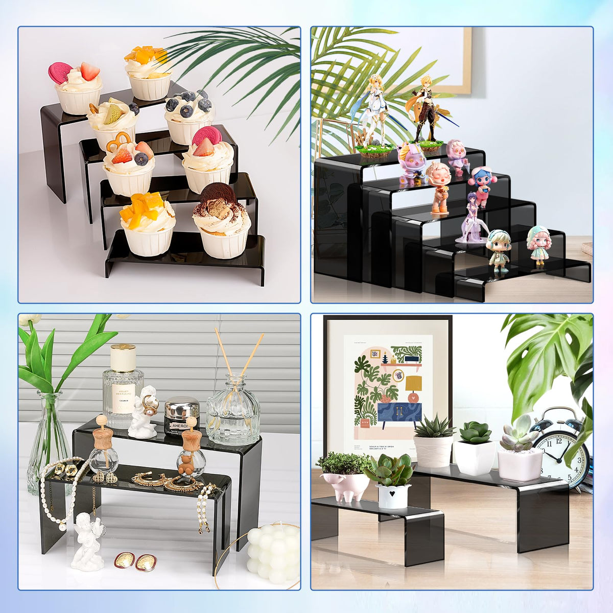 Cupcakes, figures, plants