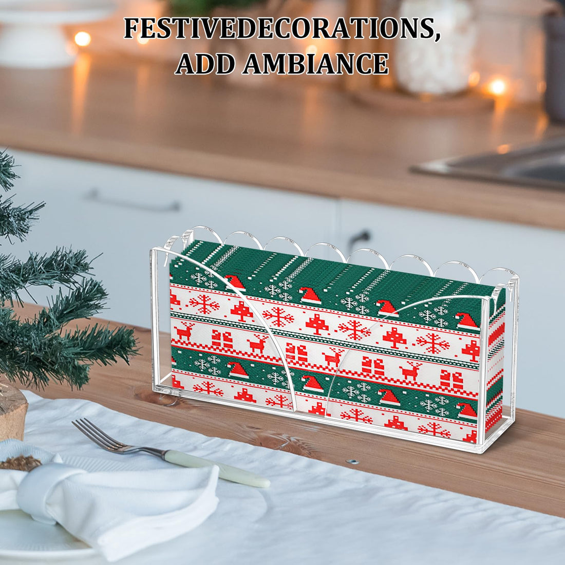 Acrylic Guest Towel Holder Scalloped Tray Set of 2 for Bathroom Clear Waterproof Disposable Paper Hand Towel Napkin Holder Stand with Non-Slip Pads for Table Home Kitchen Vanity Counter Hotel