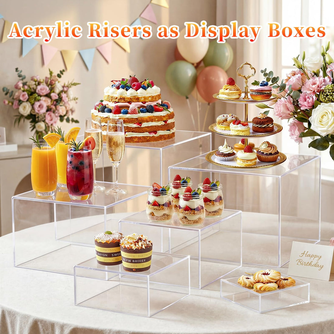 Clear Acrylic Nesting Display Risers, 6 Sizes, Set of 6 – view 6