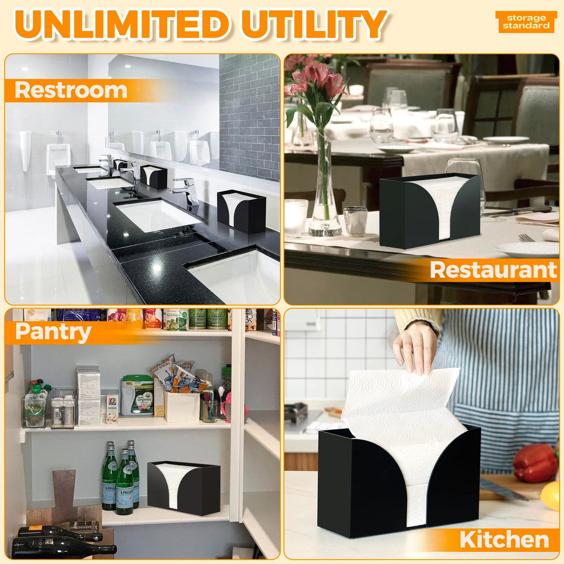 Matte Black Acrylic Countertop Paper Towel Dispenser – view 8