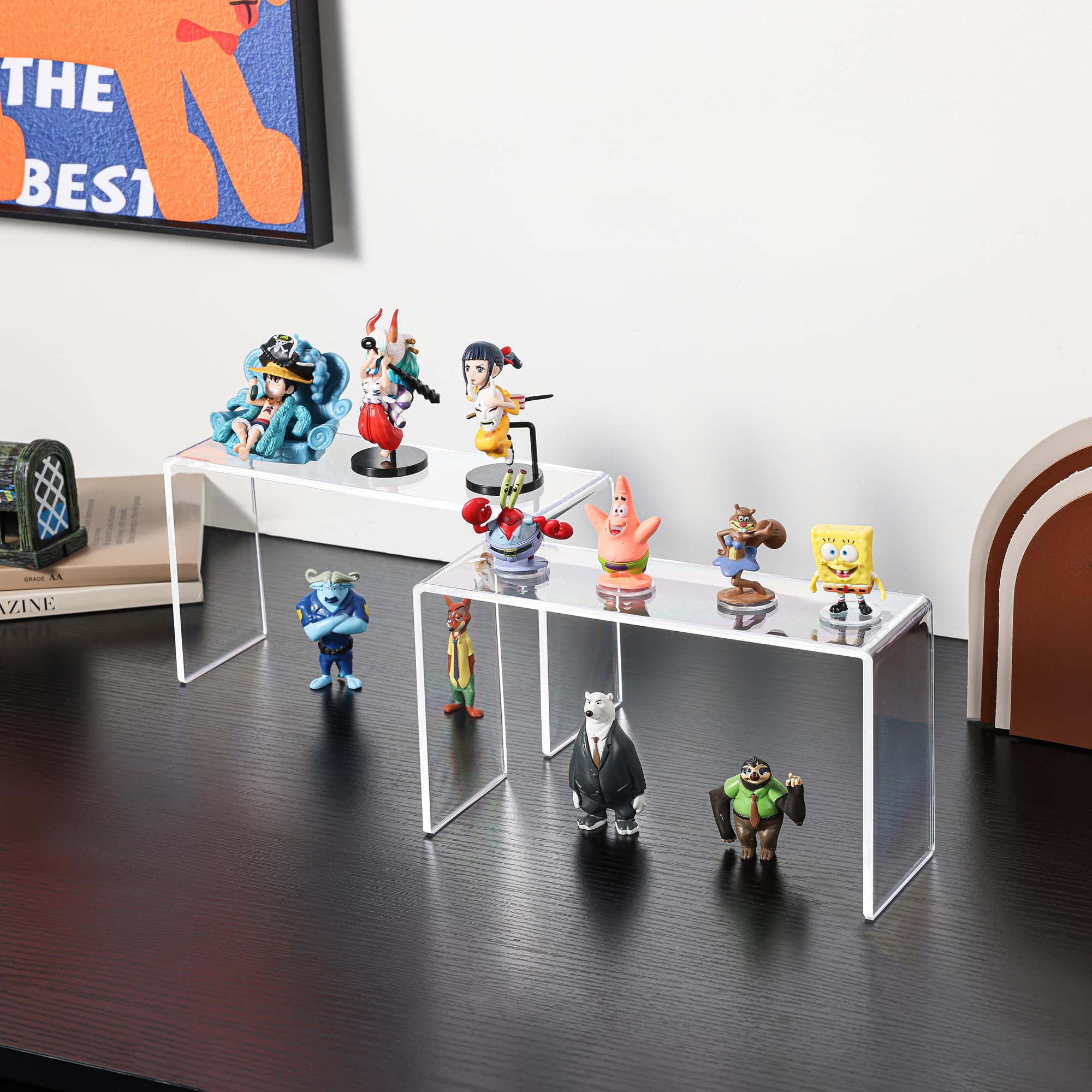 Clear Acrylic Display Risers, 9.2 × 3 × 5 in, Pack of 4