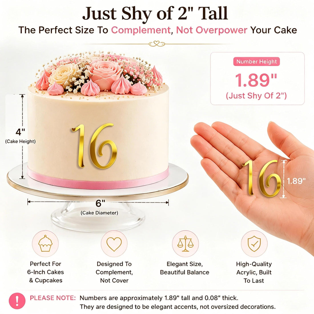 Gold Mirror Acrylic Cake Topper Numbers 0-9 – view 3