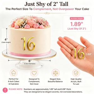 Gold Mirror Acrylic Cake Topper Numbers 0-9 – Yosham