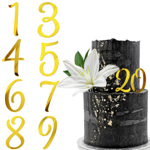 Gold Mirror Acrylic Cake Topper Numbers 0-9 – Yosham