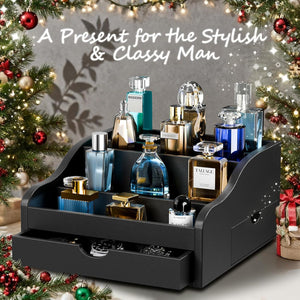 4-Tier Wooden Cologne Organizer with Drawers – Yosham