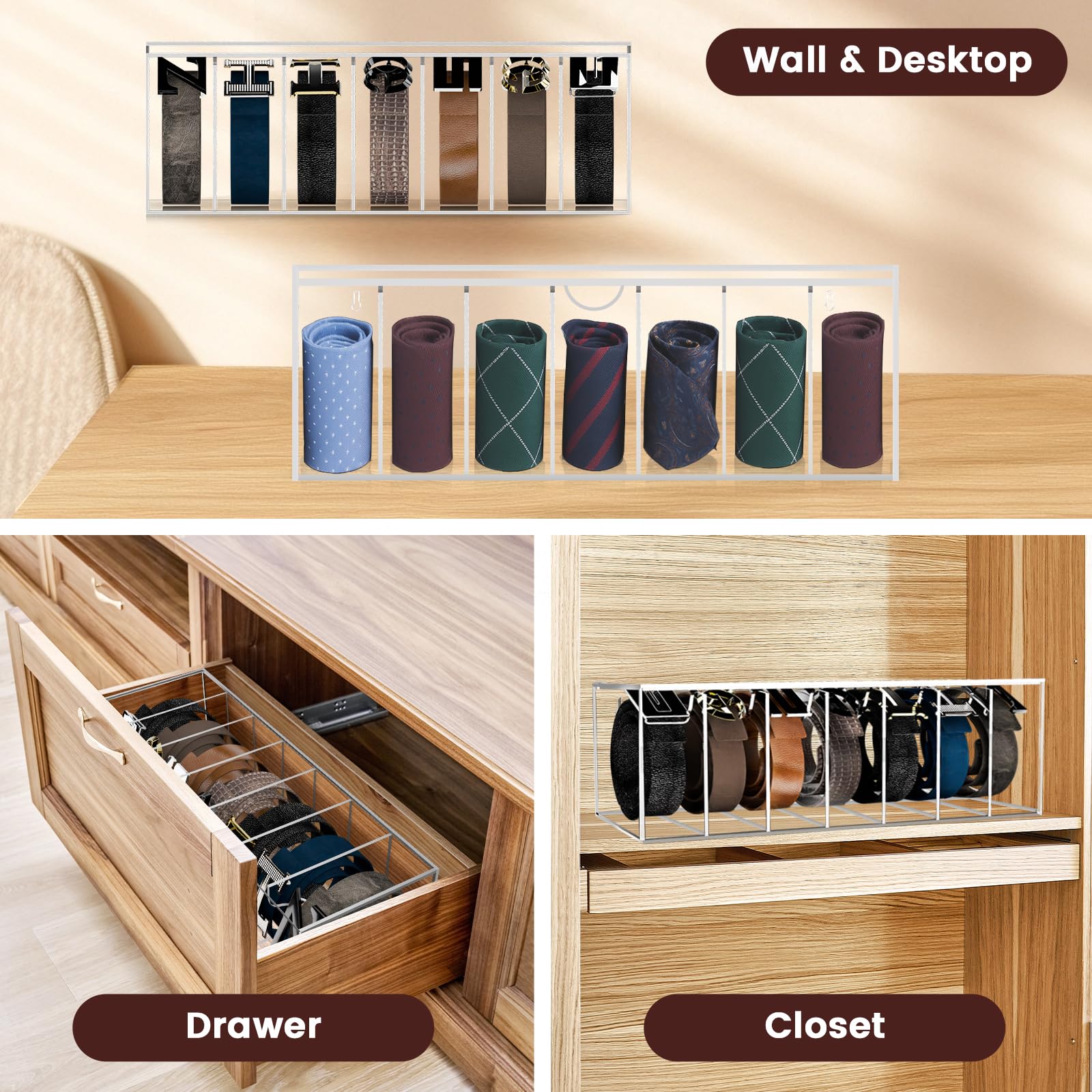 Acrylic Belt Organizer with Dust Cover – view 6