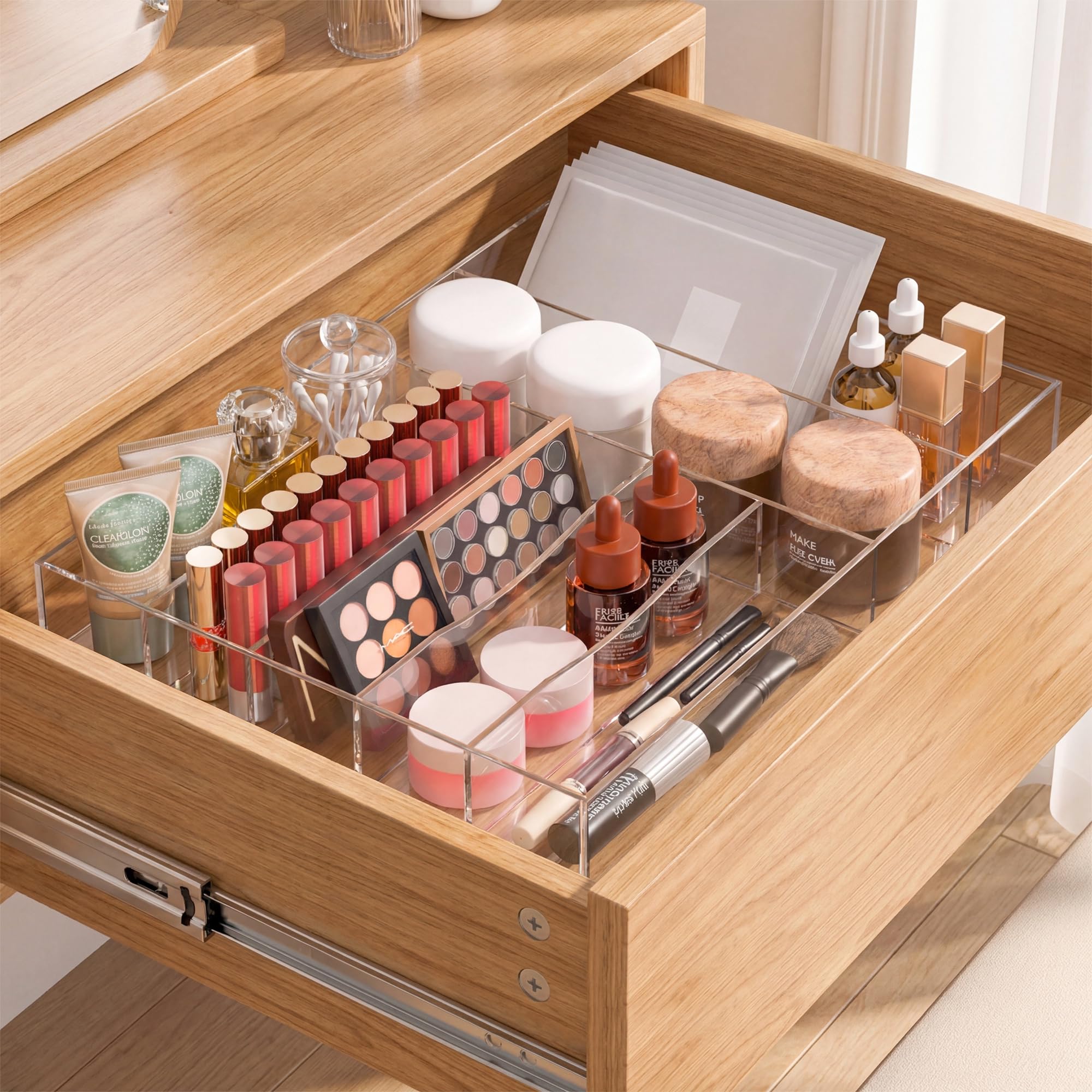 Clear Acrylic Cutlery Drawer Organizer, 7 Slots, 13 × 17 in – view 7