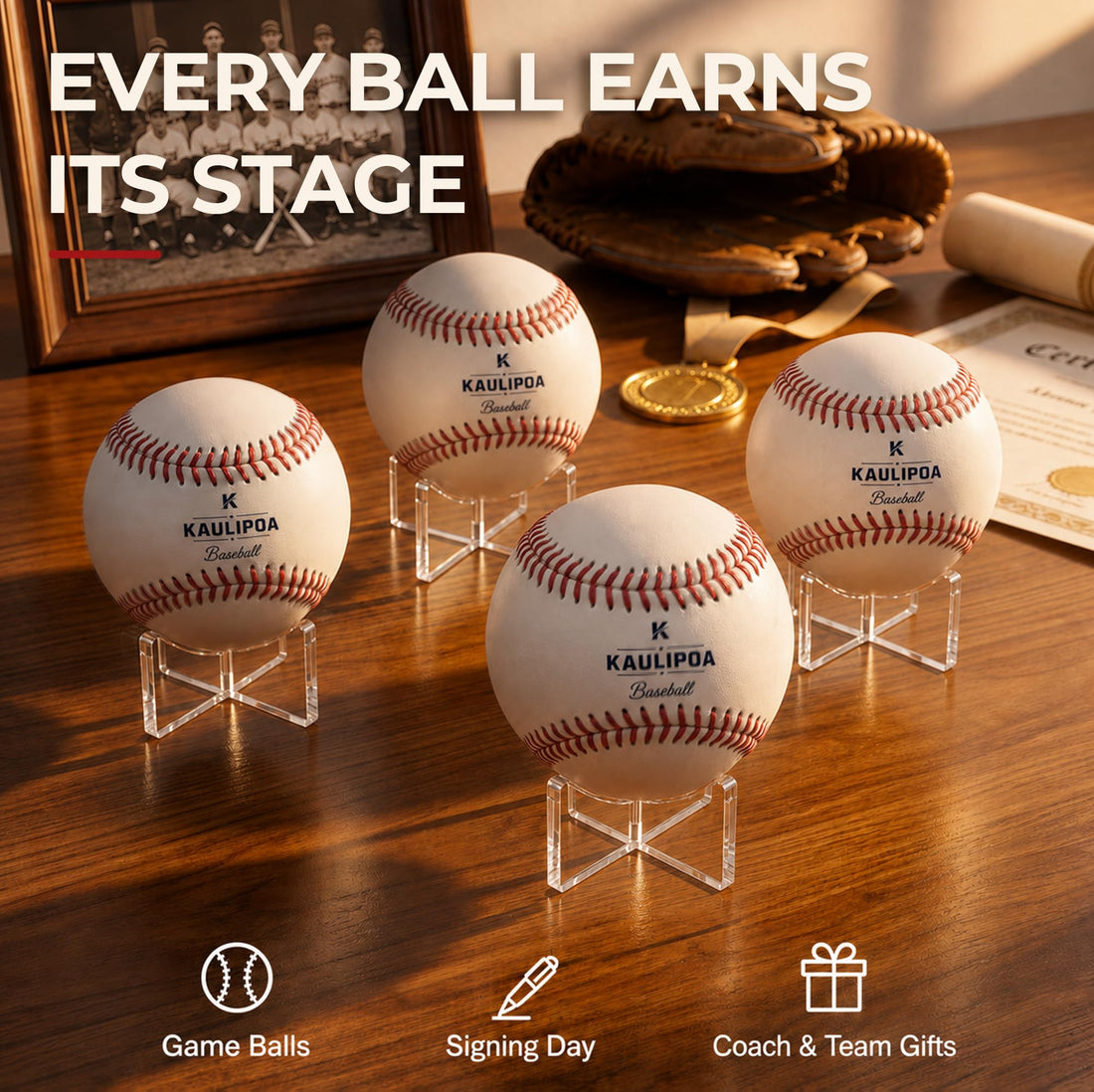 Acrylic Sports Ball Display Stands, Set of 6 — Fit Small Ball – view 7