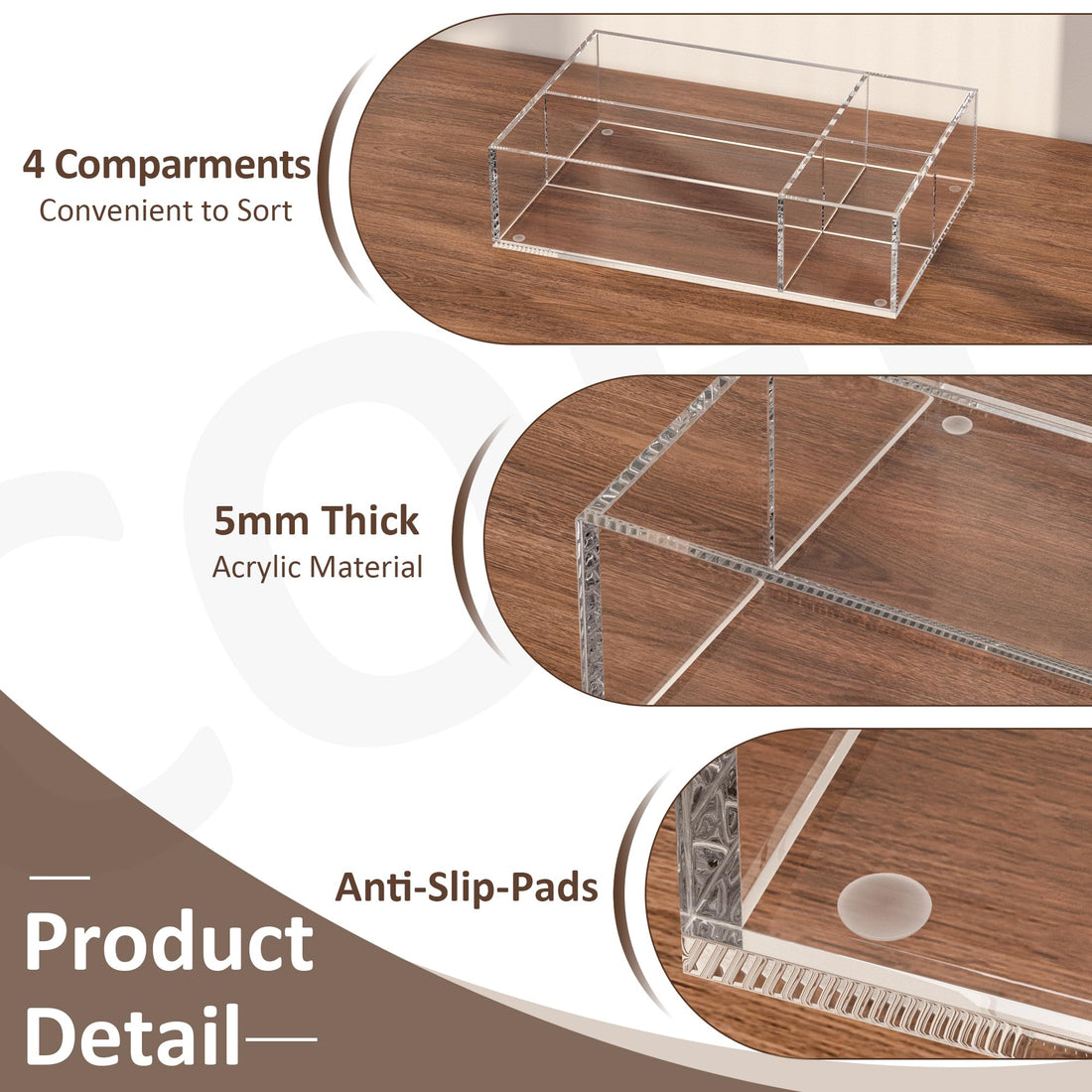 Clear Acrylic Coffee Station Organizer Tray, 4 Compartments – view 6